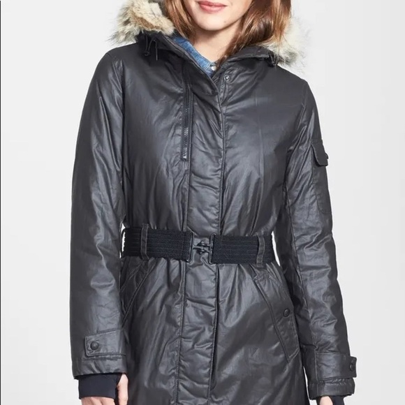 NWOT FUR Long Belted Parka With Fur Trim - Picture 12 of 12